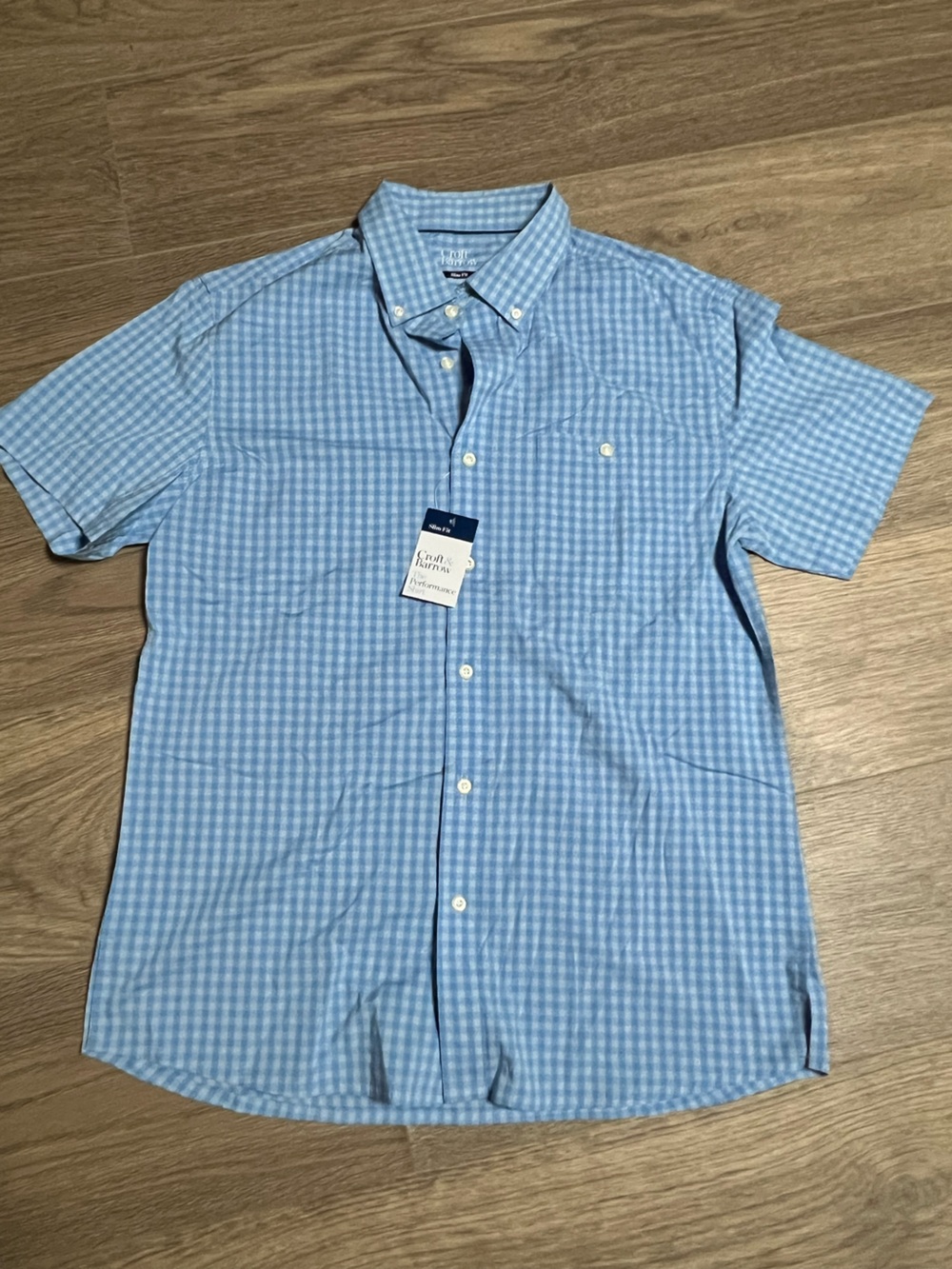 croft & barrow Light Blue Gingham Short-Sleeve Button-Down Shirt